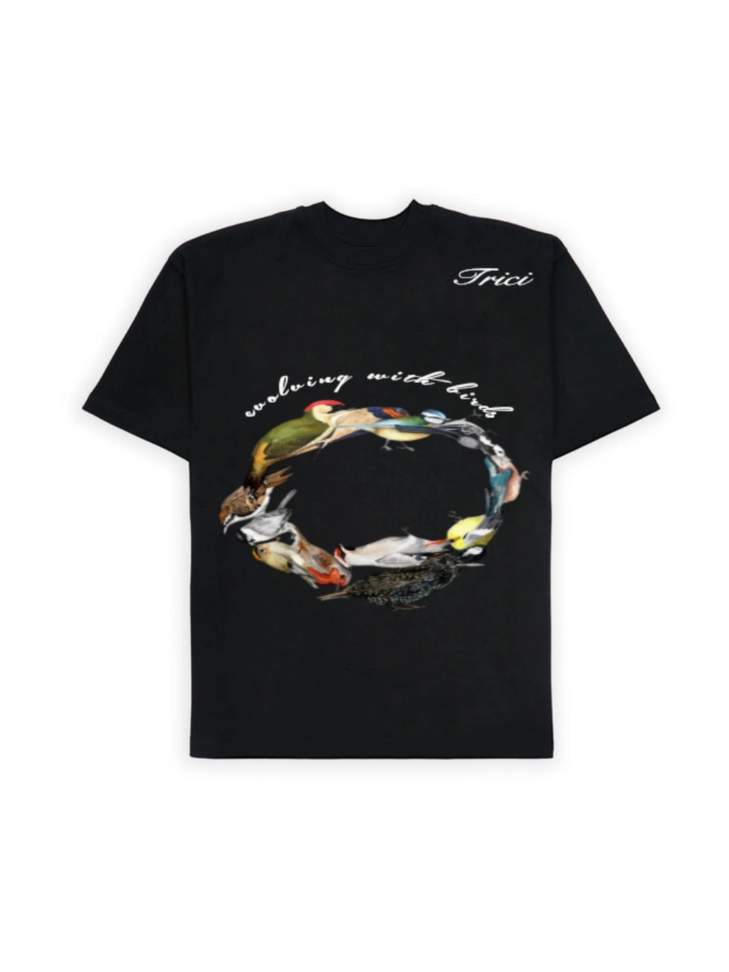 EVOLVING W BIRDS T-SHIRT IN BLACK [UNISEX]
