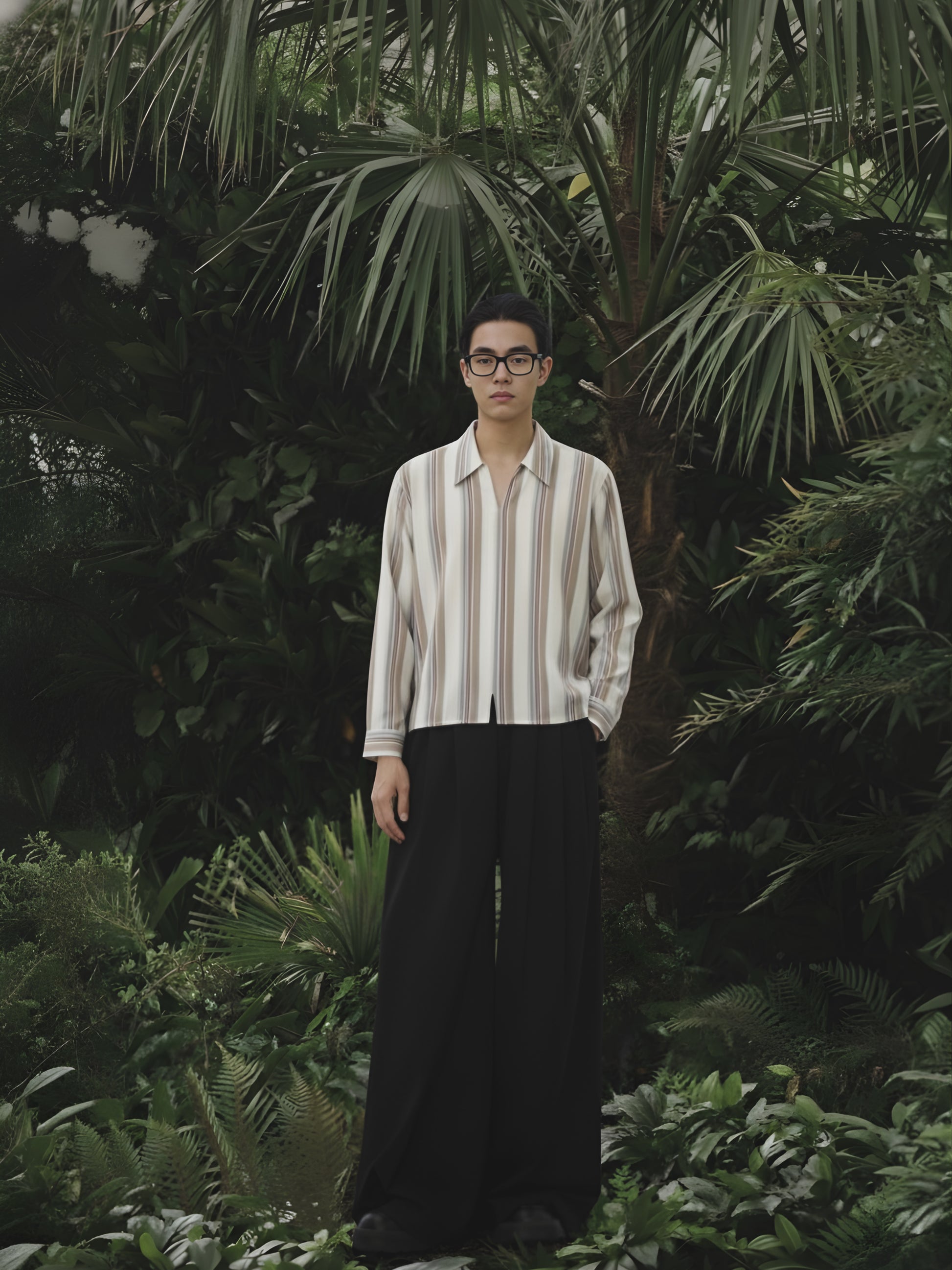 SAHARA STRIPE OPEN COLLAR SHIRT [UNISEX]