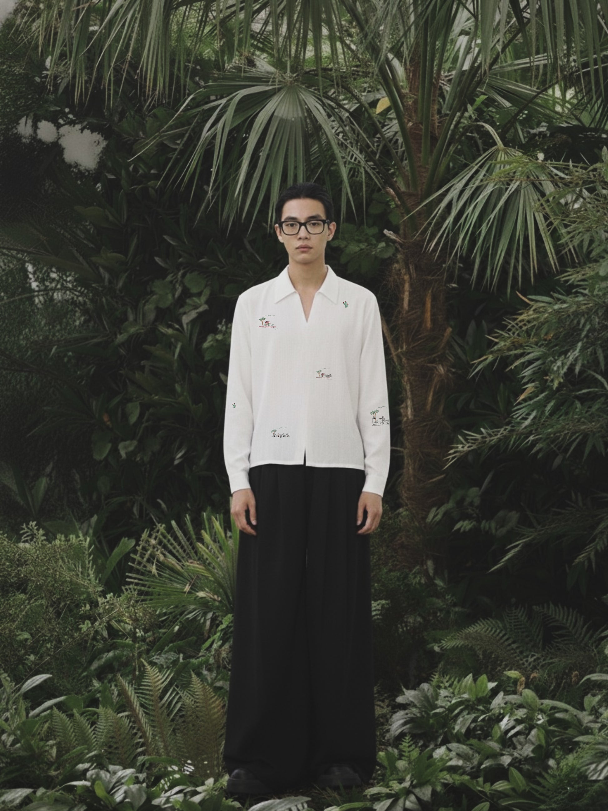 LANES OPEN COLLAR LINEN SHIRT