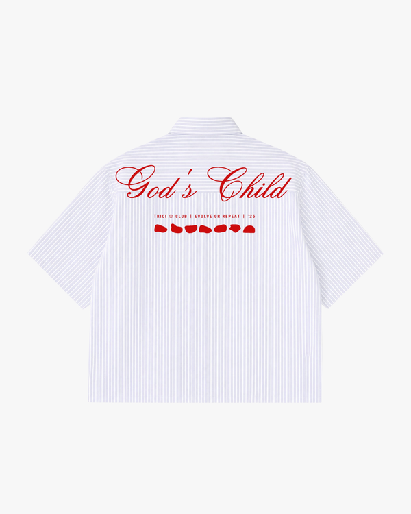 GOD’S CHILD STRIPED BOXY-FIT SHIRT