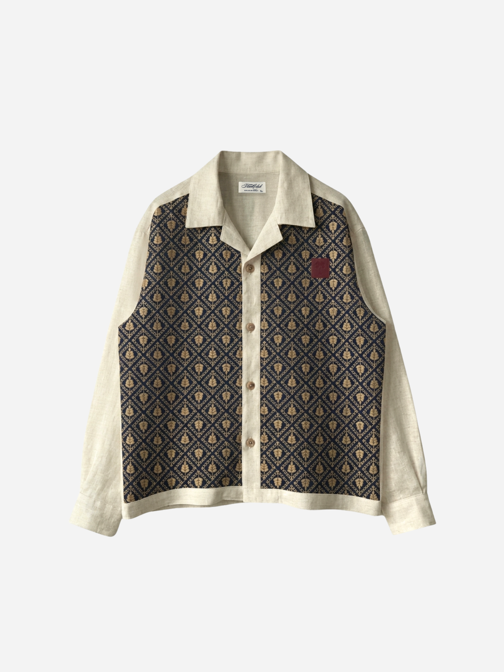 Grid Embroidered Linen Shirt