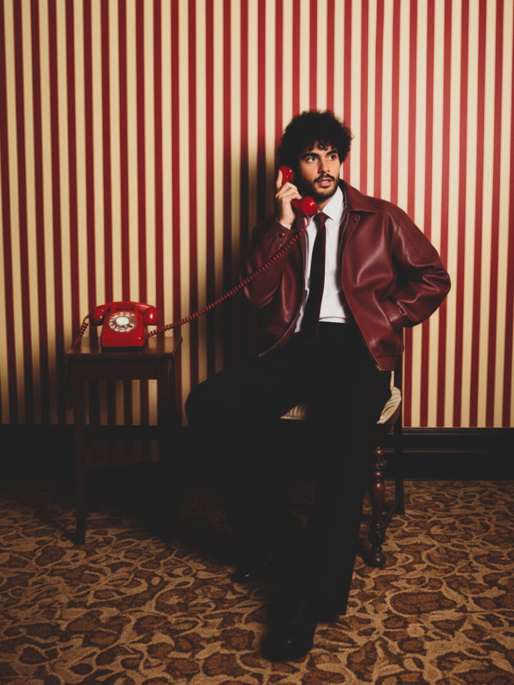 LON LEATHER JACKET - CHERRY RED [UNISEX BOMBER]