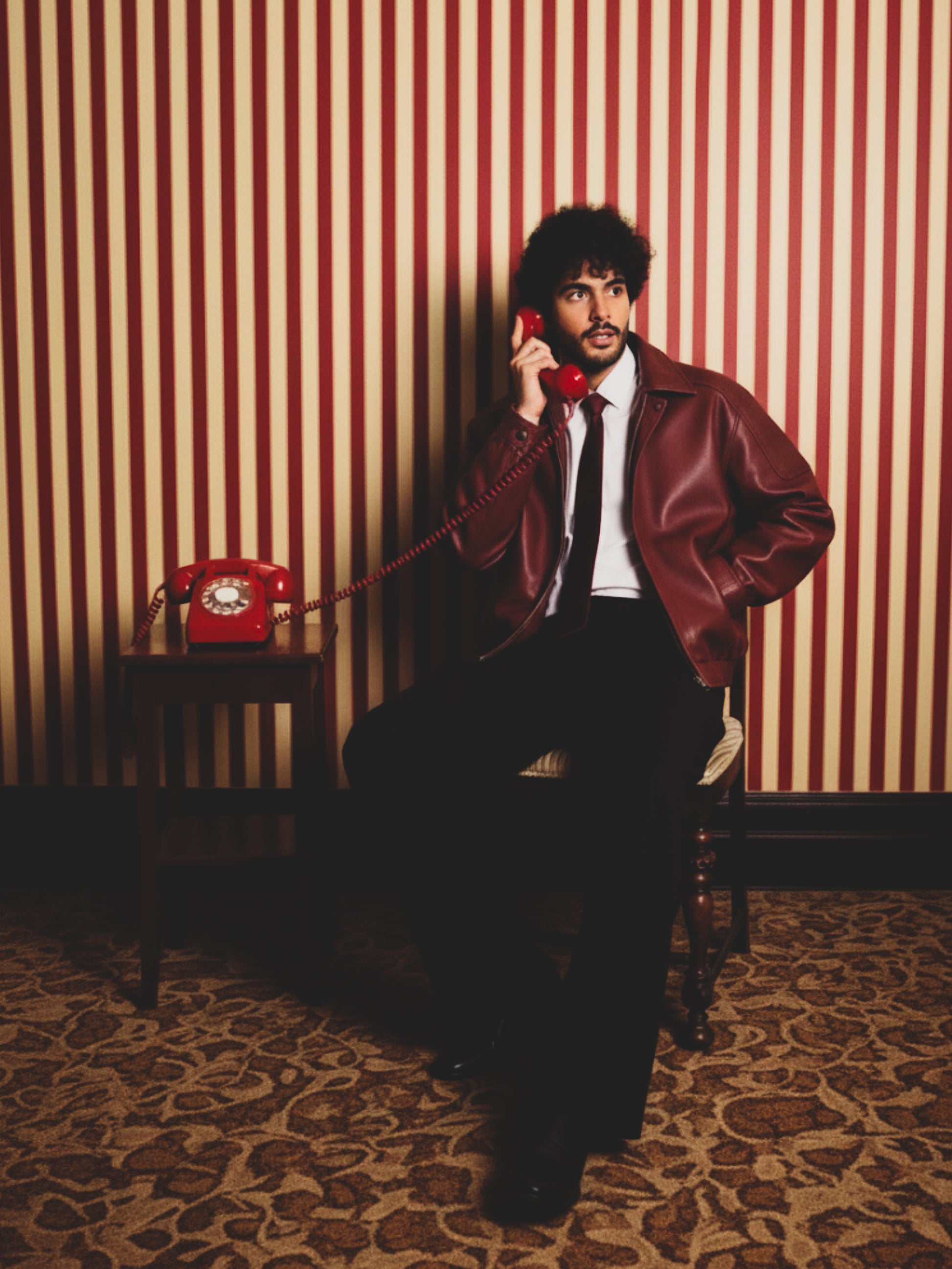 LON LEATHER JACKET - CHERRY RED [UNISEX BOMBER]