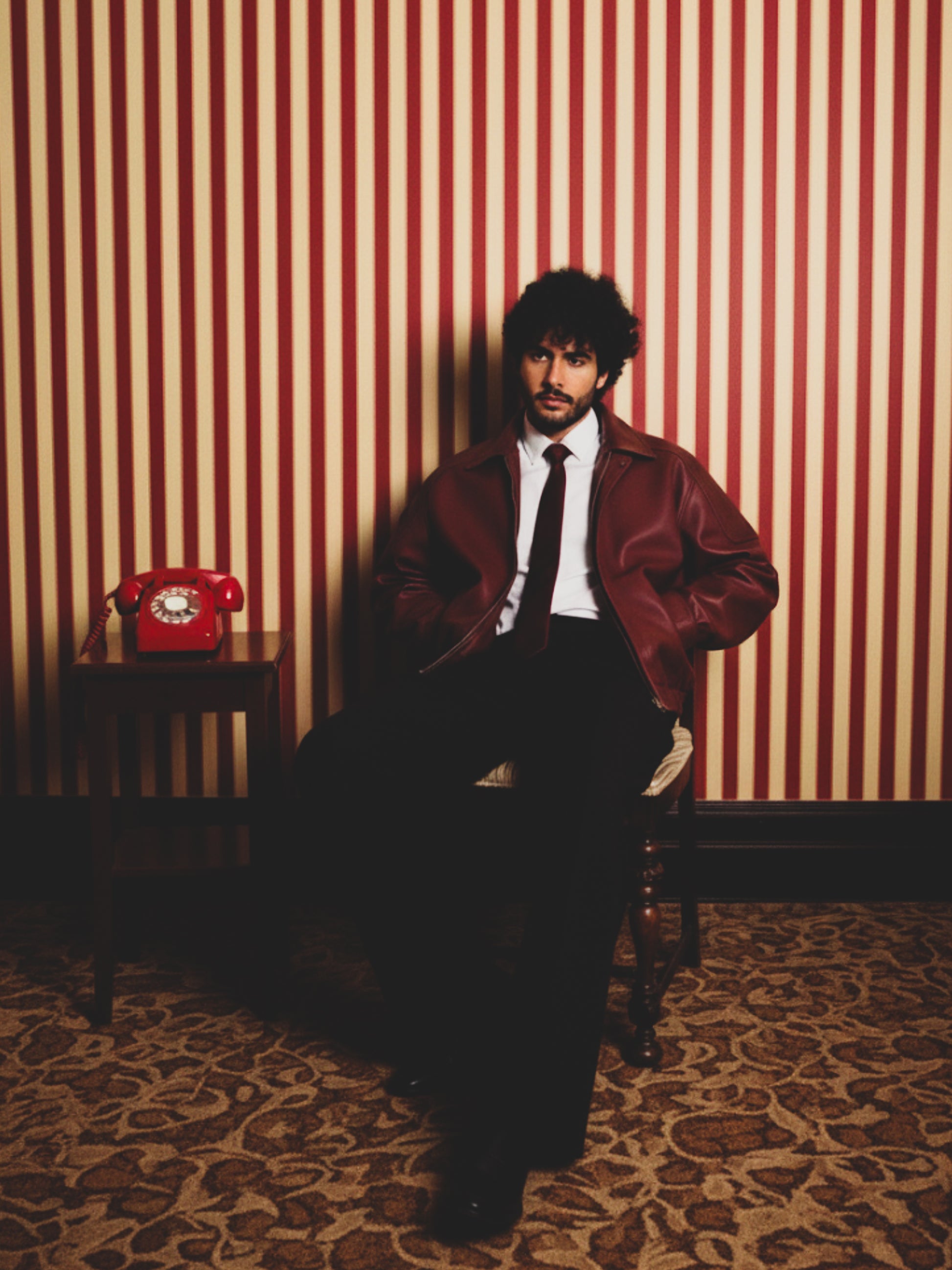 LON LEATHER JACKET - CHERRY RED [UNISEX BOMBER]