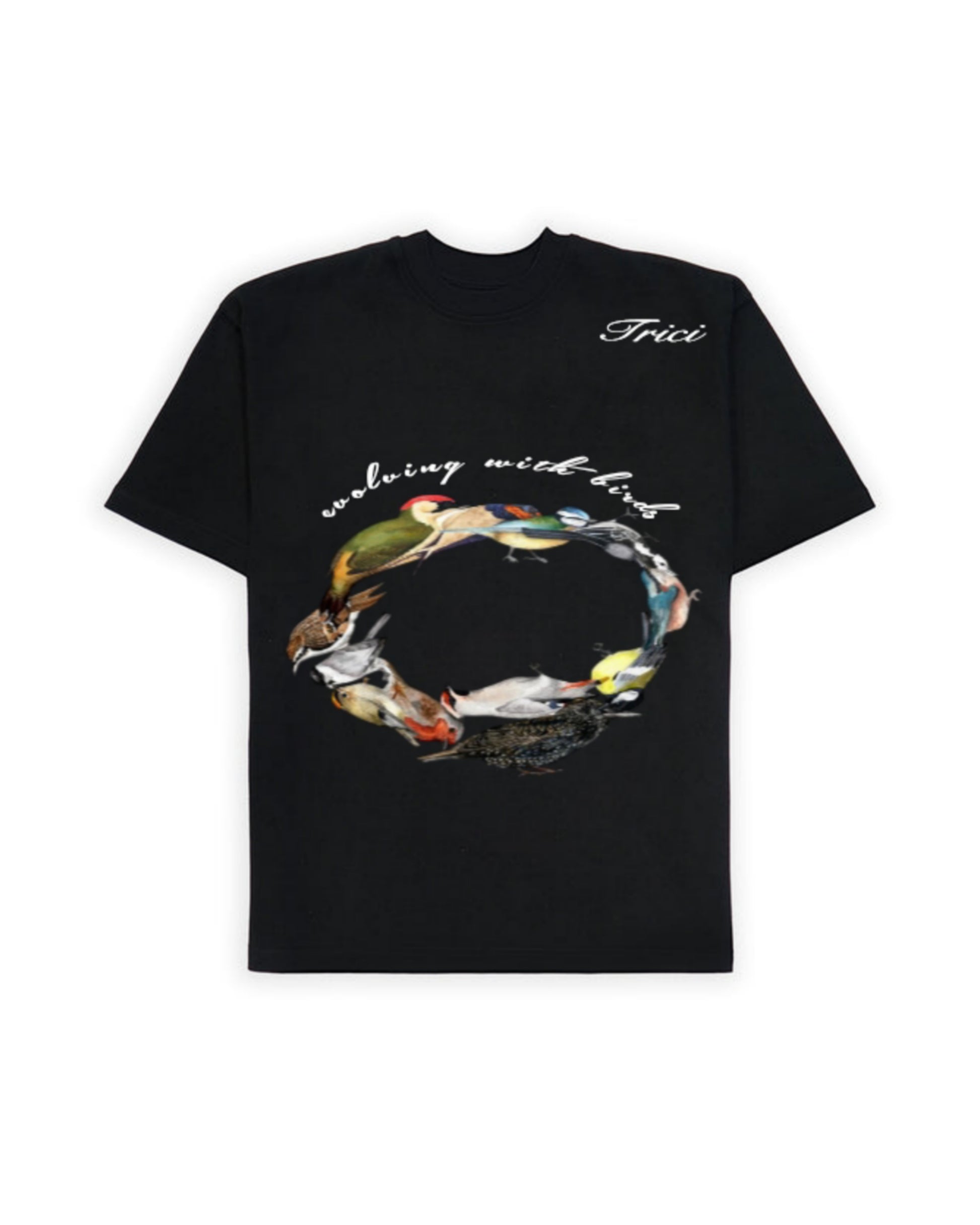 EVOLVING W BIRDS T-SHIRT IN BLACK [UNISEX]