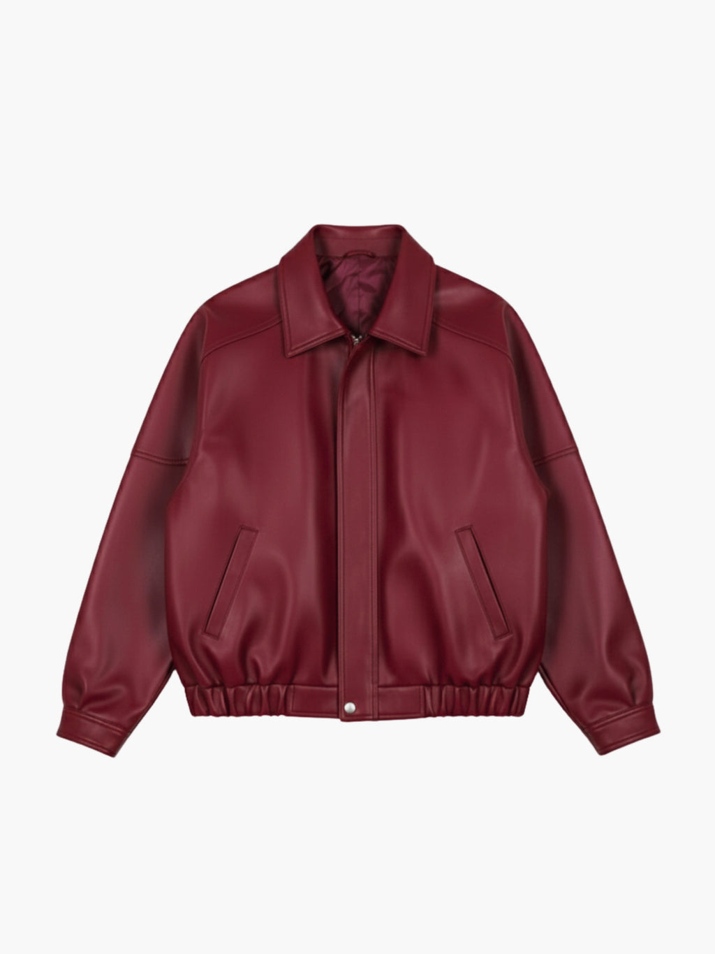 LON LEATHER JACKET - CHERRY RED [UNISEX BOMBER]