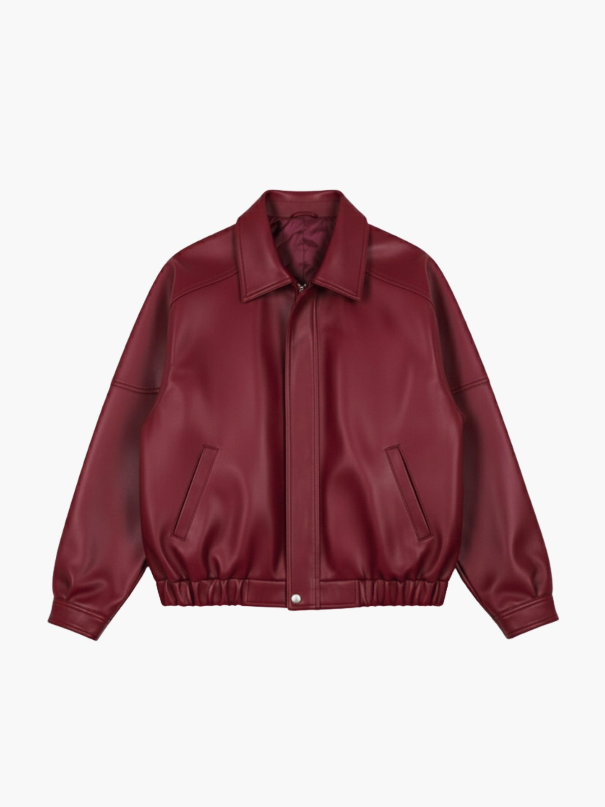 LON LEATHER JACKET - CHERRY RED [UNISEX BOMBER]
